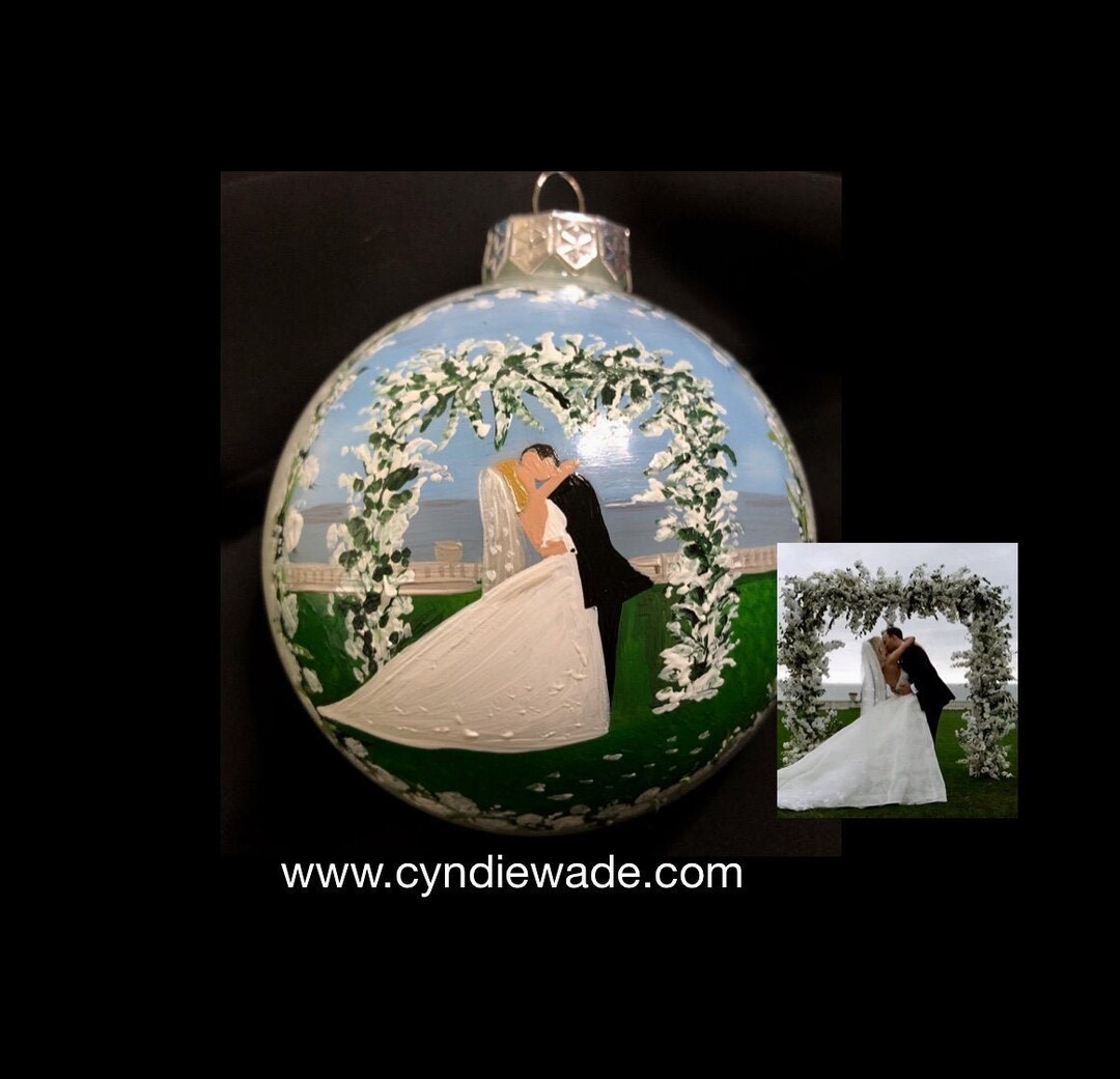 Wedding Portrait Ornament, Custom Wedding Ornament, Custom Painted