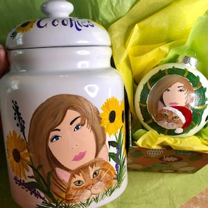 Custom painted cookie jar, bridal shower gift, house warming, realtor gift, painted cookie jar, cookie jars, personalized cookie jar