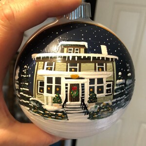 Custom House Ornament, House Portrait Christmas Ornament, Home Ornament, custom Painted House 4&quot;