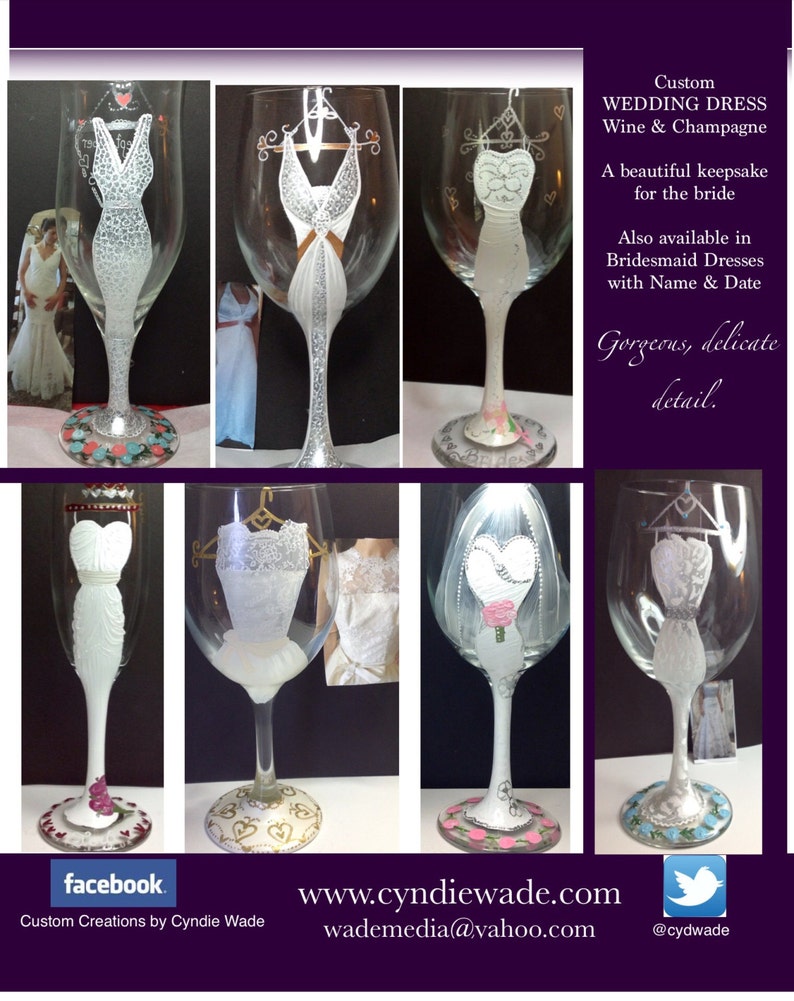 Wedding Dress Wine Glass Bride bridesmaid Etsy