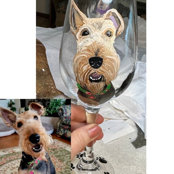 Painted dog, dog wine glass, dog portrait, dog painted wine glass, Custom Dog Portrait Wine Glasses, Painted Dog Wine glass