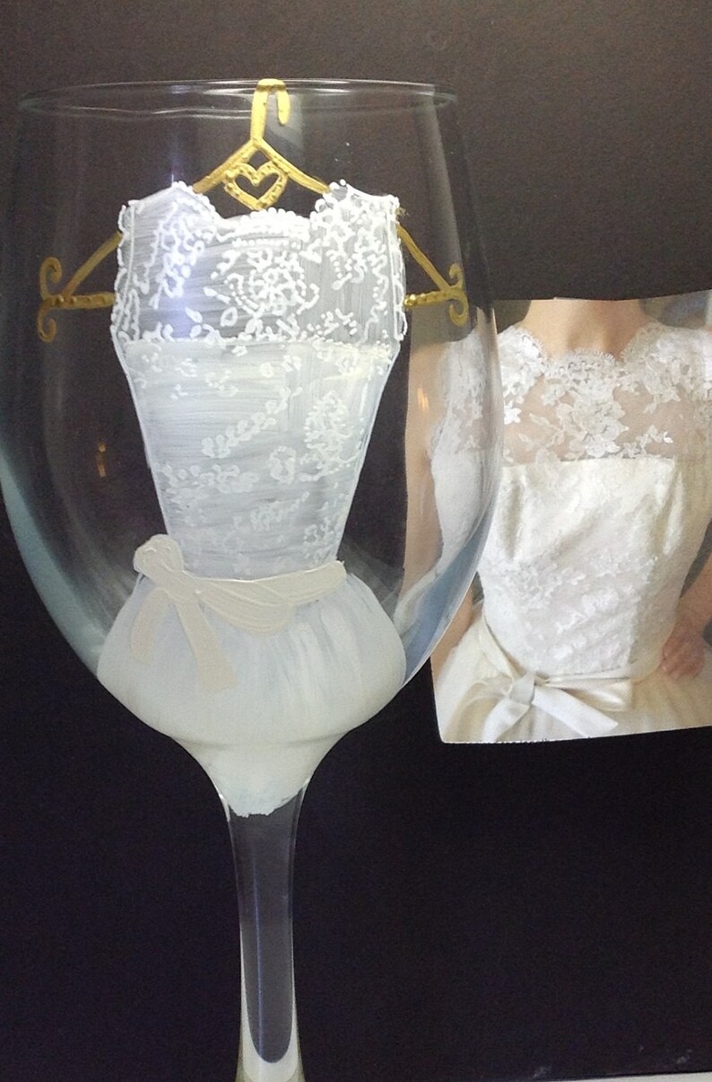 Wedding Dress Wine Glass Etsy