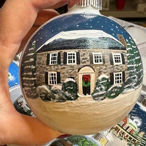 YOUR HOUSE Custom painted on a glass Christmas ornament, home Ornament, House Portrait Christmas Ornament, Home Ornament, custom Painted