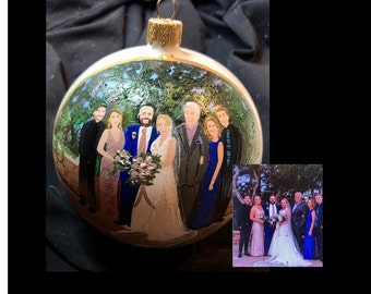 Painted Wedding Ornament, Wedding party, Custom Wedding Ornament, Painted Wedding Bulb Anniversary Engagement