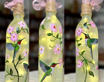 LOQDNGN 瓶に入ったバタフライ ガラス製 瓶に入った蝶 LEDライト付き