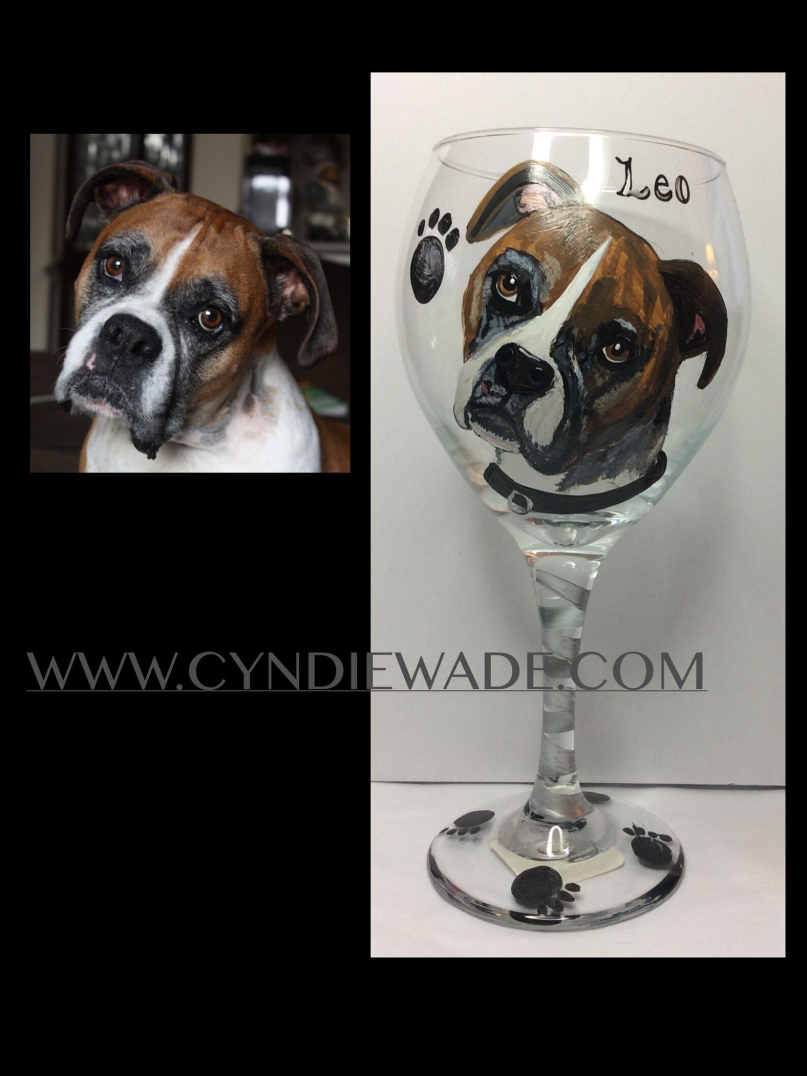 Custom Dog Portrait Dog Painted Wine Glass Dog Portrait Dog Etsy