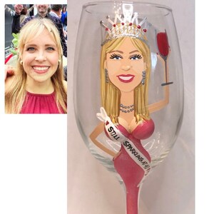 Birthday Wine glass, Sexy Birthday glass, portrait wine glass, 21st birthday 30th birthday 40th birthday, 50th birthday, Birthday Queen