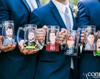 Caricature Wedding Beer Glass Groomsman beer Mug
