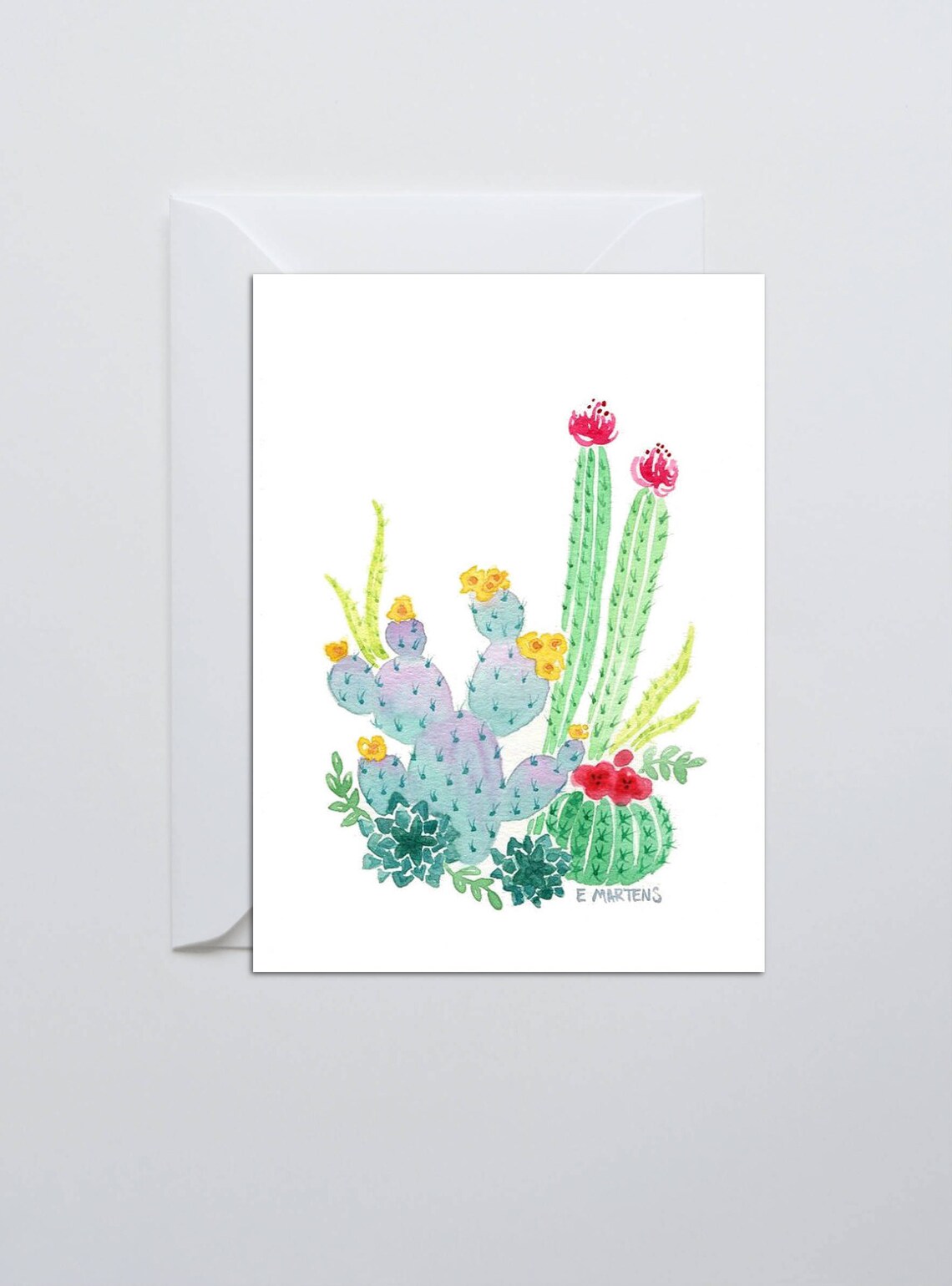 Kaktus Blüten Karte Blanko Grußkarte Bemalte Blumen Just Etsy.de