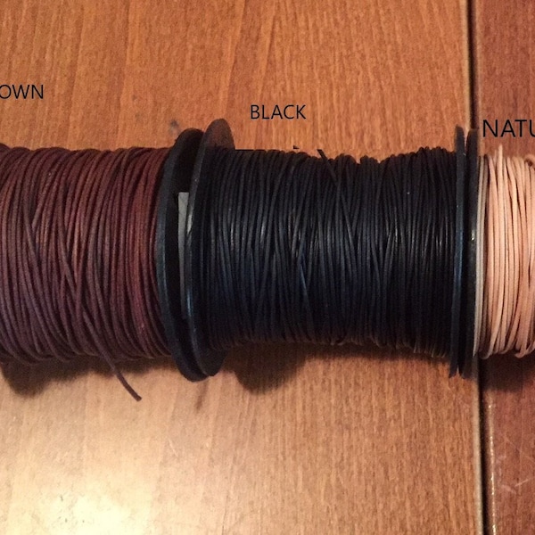 Cordon Roo 100 % véritable, rond, 1 mm, cuir de kangourou, poli, lisse et solide, cordon roo brun naturel, whisky noir, 10 mètres de résistance supérieure