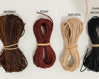 St Bart's Kangaroo Round unfinished leather cord 1.2mm thick round roo cord Whiskey -  BROWN - NATURAL  new > Roan pearl ocean style jewelry