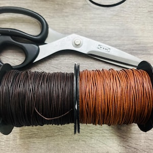 Roo Cord 100% Genuine ROUND 1mm Kangaroo leather Polished smooth STRONG CORD Brown, Whiskey, 10 Meters superior strong roo cord image 2