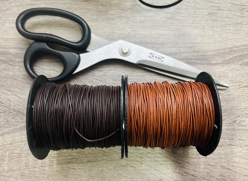 Roo Cord 100% Genuine ROUND 1mm Kangaroo leather Polished smooth STRONG CORD Brown, Whiskey, 10 Meters superior strong roo cord image 2