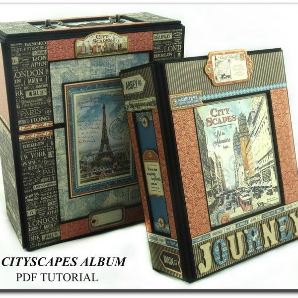 Cityscapes Mini Album PDF Tutorial, Scrapbook Tutorial, Scrapbook Album Tutorial, Travel Album Tutorial, Mini Album Tutorial