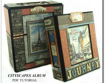 Cityscapes Mini Album PDF Tutorial, Scrapbook Tutorial, Scrapbook Album Tutorial, Travel Album Tutorial, Mini Album Tutorial