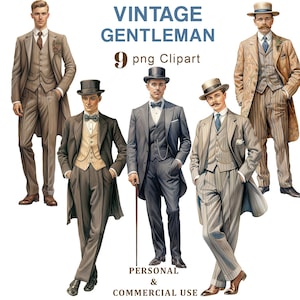 Vintage Gentleman Clipart, Elegant Man PNG Clipart, Vintage Groom, Man, Junk Journal, Scrapbooking, Ephemera, Card Making, Digital Download