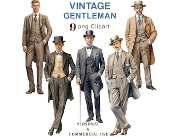 Vintage Gentleman Clipart, Elegant Man PNG Clipart, Vintage Groom, Man, Junk Journal, Scrapbooking, Ephemera, Card Making, Digital Download