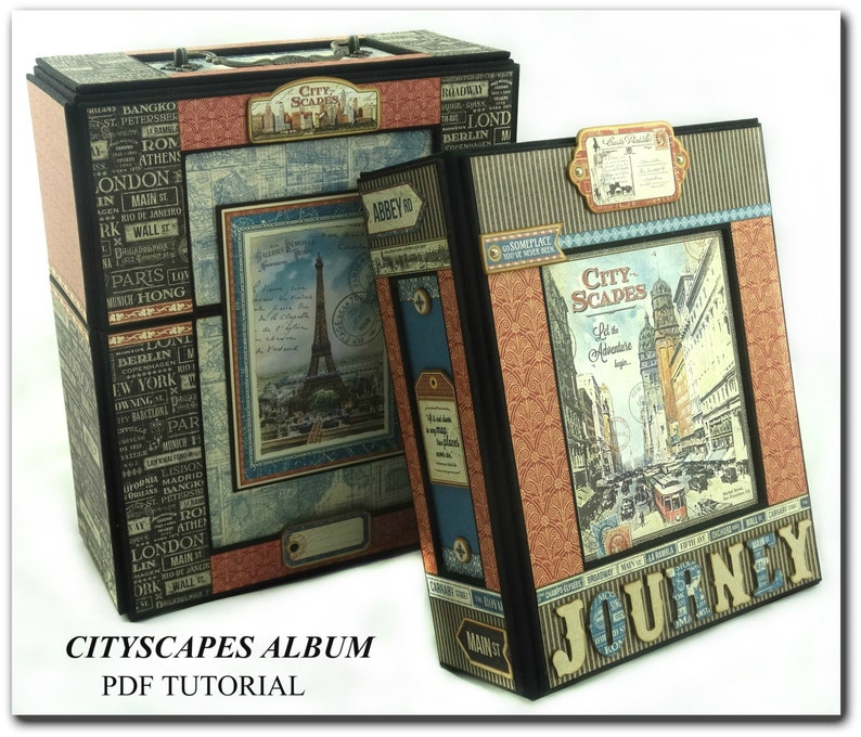 Cityscapes Mini Album PDF Tutorial, Scrapbook Tutorial, Scrapboo