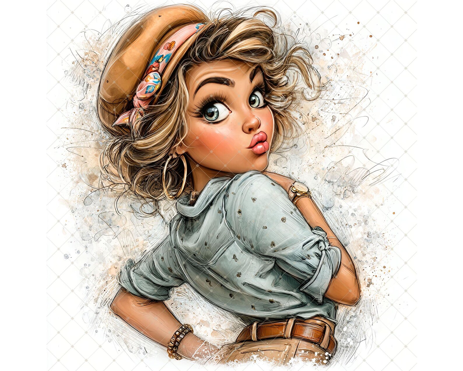Stylish Fashion Girl Clipart, Chic Feminine Digital JPG Illustration ...