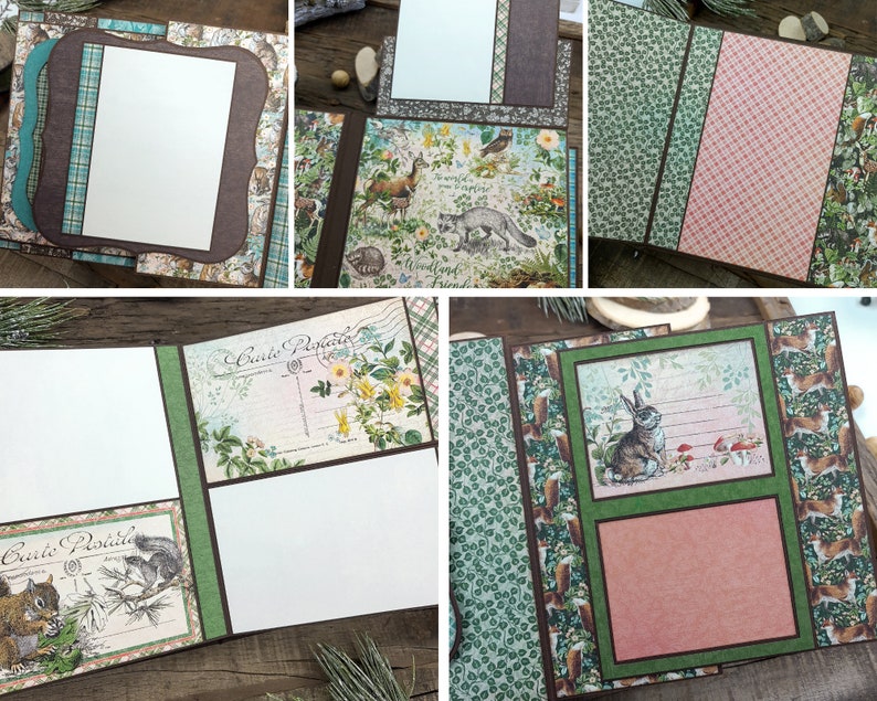 PDF TUTORIAL with Printable Mini Album /Scrapbook Templates / Woodland Friends Mini Album Tutorial / Scrapbook Tutorial image 7