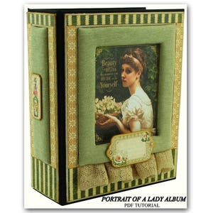 Tutorial en PDF de miniálbum de retrato de una dama, tutorial en PDF de álbum de recortes, tutorial en PDF de álbum de recortes, tutorial de álbum de recortes