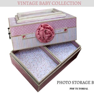 Vintage Baby Photo Storage Box Tutorial, Scrapbook Keepsake (PDF)