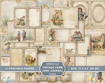 Farm, Junk Journal, Pages, Farmhouse, Digital, Journal Kit, Farm Life, Ephemera, Crafting Kit, Printable, Digital Paper, MemoriesbLea