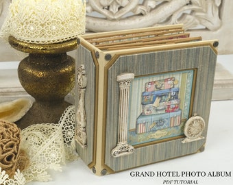 Snel en eenvoudig Stamperia Grand Hotel mini-album pdf-zelfstudie, zelfstudie plakboek
