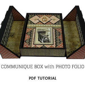 Communique Box with Photo Folio PDF Tutorial, Mini Album Tutorial, Scrapbook PDF Tutorial, Scrapbook Mini Album PDF Tutorial