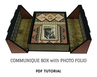 Communique Box with Photo Folio PDF Tutorial, Mini Album Tutorial, Scrapbook PDF Tutorial, Scrapbook Mini Album PDF Tutorial