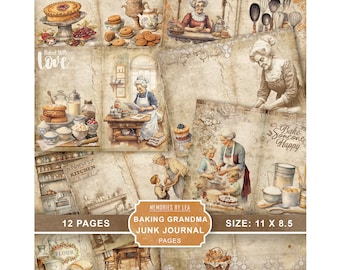Baking Grandma Junk Journal Pages, Vintage Kitchen Ephemera (Digital Download)
