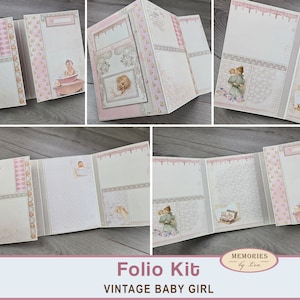 Baby Folio Printable Kit, Baby Mädchen Junk Journal Folio, Baby Sammelalbum Einfaches Akkordeon Folio, Ephemera, Kartenherstellung, digitaler Download