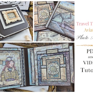 PDF + VIDEO TUTORIAL / Travel Themed (Aviator) Mini Album Tutorial / Scrapbook Tutorial