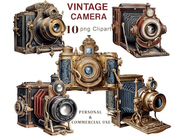 Vintage Camera PNG Clipart, Retro Photography Graphics (Digital Download)