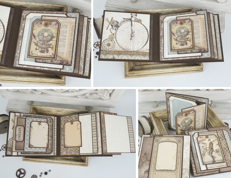 Mini album rapide et facile avec Stamperia Voyages Fantastiques 2 Tutoriel PDF, Tutoriel Scrapbooking image 4