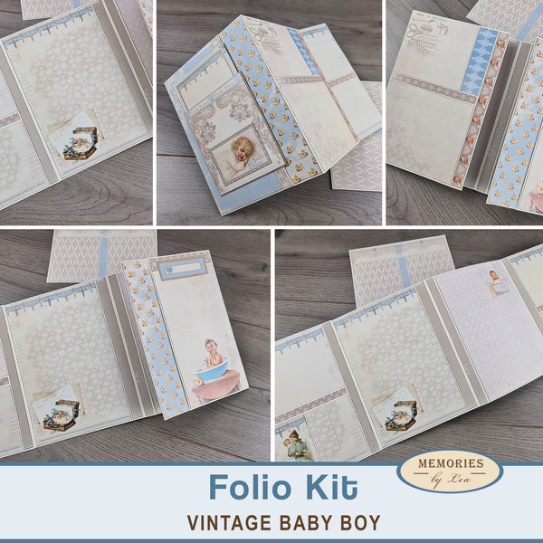 Baby Boy Folio Printable Kit, Baby Boy Junk Journal Folio, Baby Scrapbook Simple Accordion Folio, Ephemera, Card Making, Digital Download