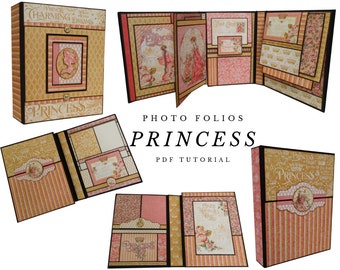 Princess Photo Folios Pack, Mini Album PDFTutorial, Scrapbook AlbumTutorial