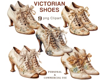 Victorian Shoes Clipart, Elegant High Heel PNG (Digital Download)