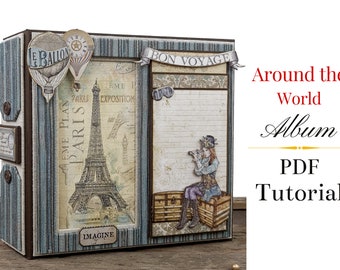 PDF-TUTORIAL / Rond de wereld minialbum-tutorial / Scrapbook-tutorial