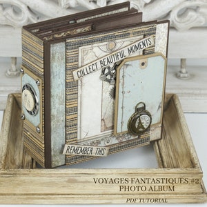 Snel en gemakkelijk Stamperia Voyages Fantastiques #2 minialbum pdf-zelfstudie, plakboek-tutorial