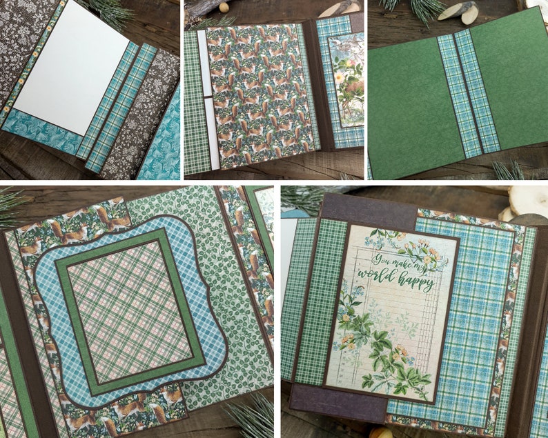 PDF TUTORIAL with Printable Mini Album /Scrapbook Templates / Woodland Friends Mini Album Tutorial / Scrapbook Tutorial image 5