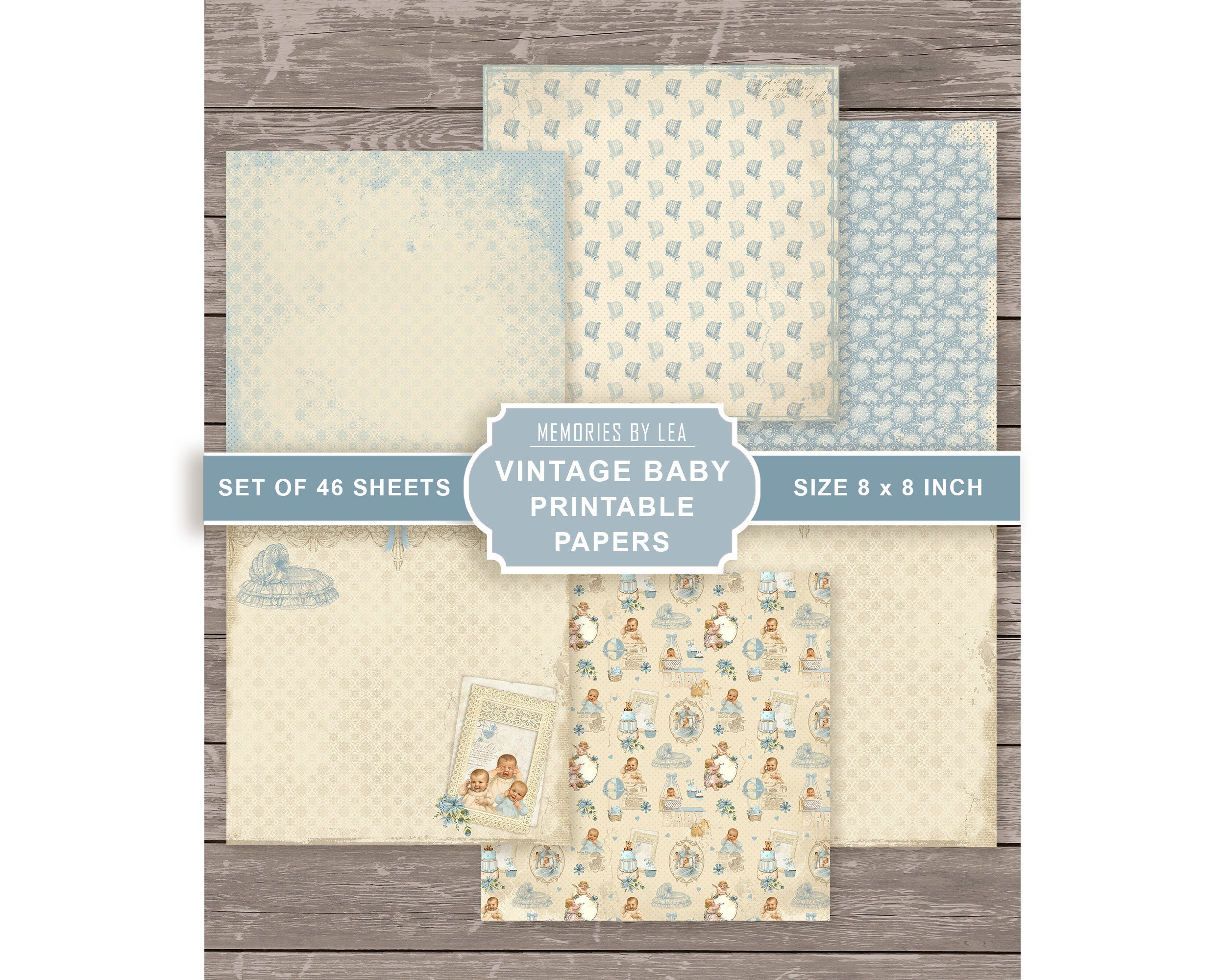 Vintage Baby Boy Printable Paper Pack Digital Paper Baby - Etsy Australia