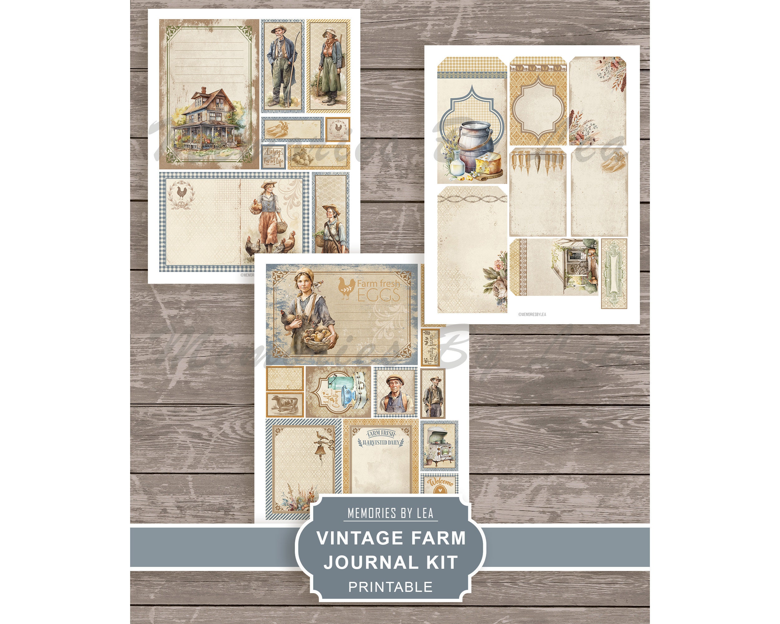 Junk Journal Farm Ephemera Kit, Vintage Farm Journal Kit, Farmhouse ...