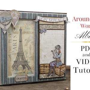 PDF + TUTORIEL VIDÉO / Tutoriel tour du monde mini album / Tutoriel scrapbooking