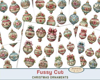 Viktorianische Weihnachten Ornament fussy Schnitte, Junk Journal, Ephemera Aufkleber (digitaler Download)