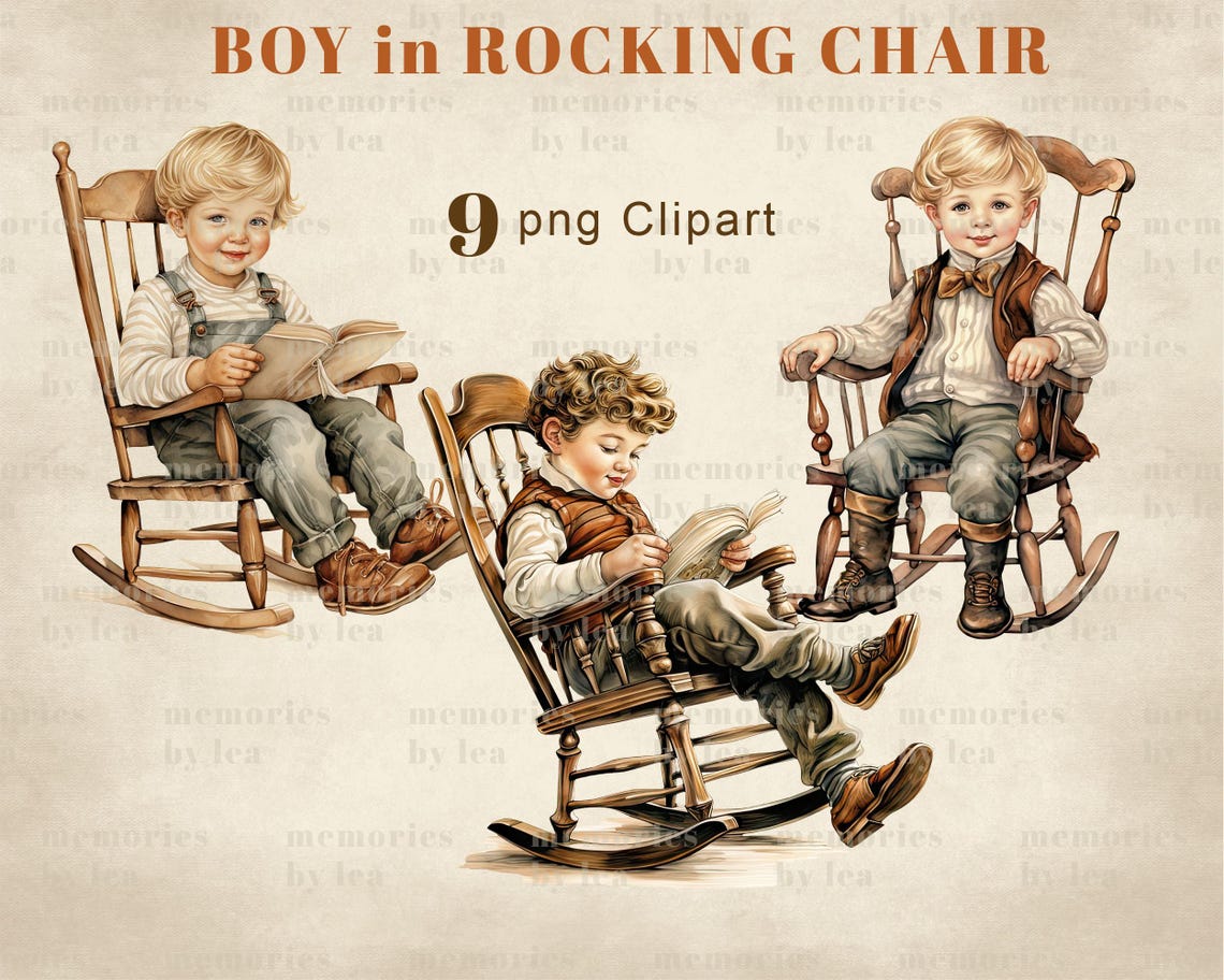 Rocking R Graphic 9 Boy in Rocking Chair Clipart, Rocking Chair PNG Clipart, Little Boys ...