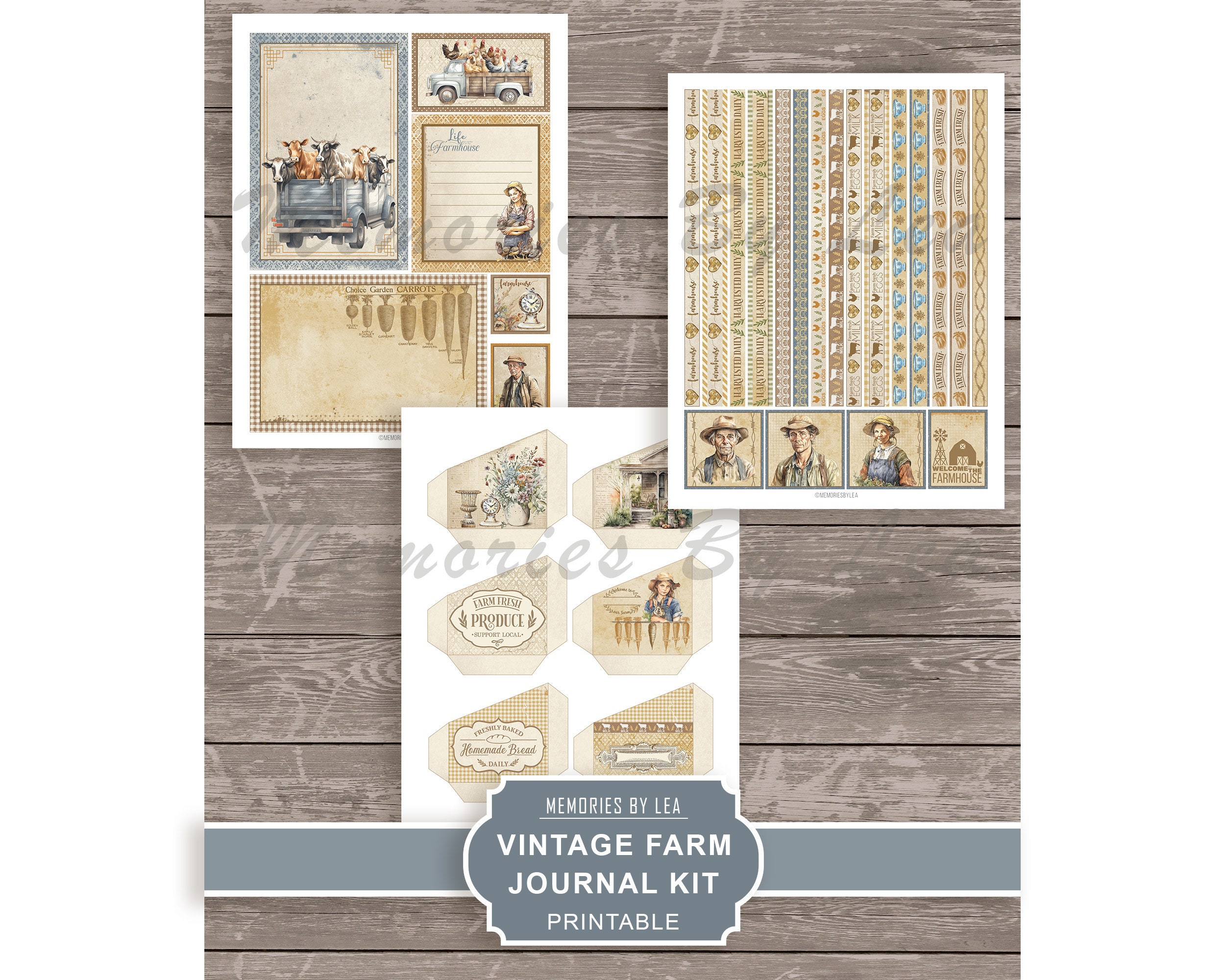 Junk Journal Farm Ephemera Kit, Vintage Farm Journal Kit, Farmhouse ...