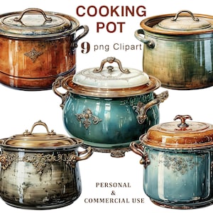 Kokgryta Clipart, Kök PNG Grafik för Scrapbooking, Korttillverkning (Digital Nedladdning)