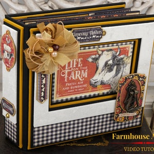 VIDEO TUTORIAL / Farmhouse Mini Album Tutorial / Scrapbook Tutorial