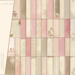 Vintage Baby Mädchen druckbare Papier Pack, digitales Papier, Baby druckbare, Junk Journal, Sammelalbum, 8,5 x 11, Erinnerungen von Lea, digitaler Download